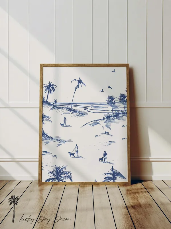 Simple Beach Days Coastal Sketch Art Print