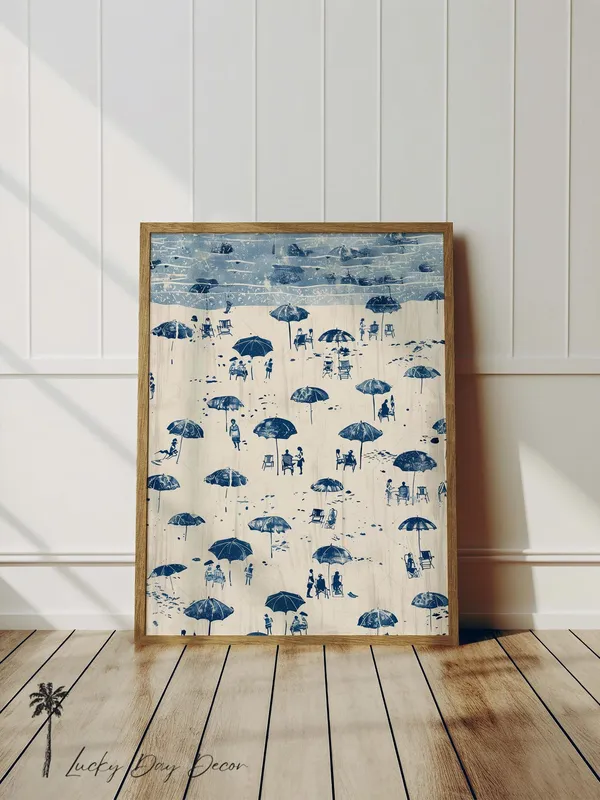 Vintage Beach Sketch Coastal Afternoon Art Print