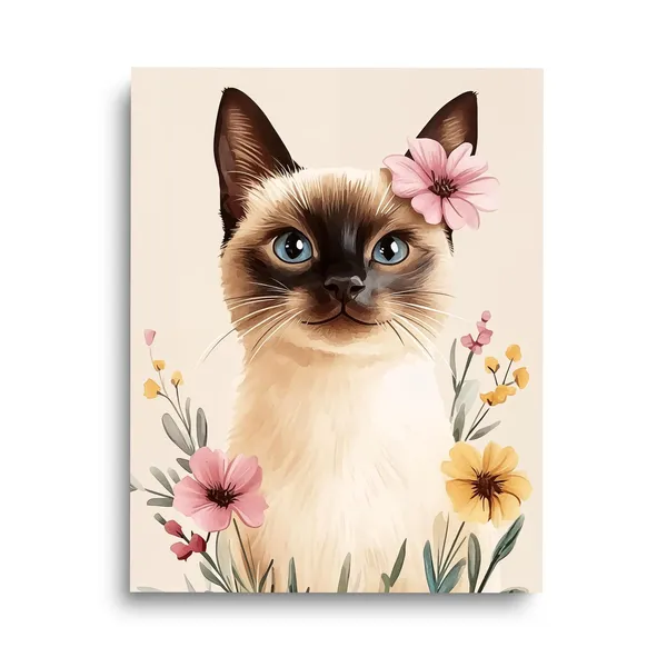 Siamese Cat Watercolor Art Print, Pet Nursery Decor