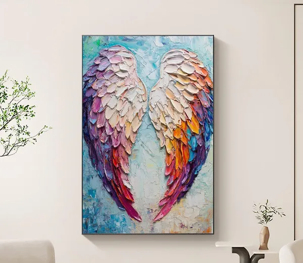 Abstract Angel Wing Oil Painting, Modern Boho Art Print