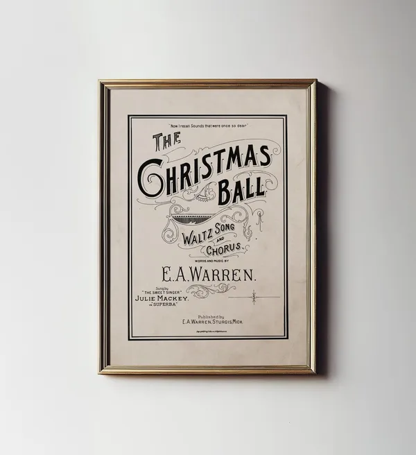 Vintage Christmas Art Print, Neutral Retro Holiday