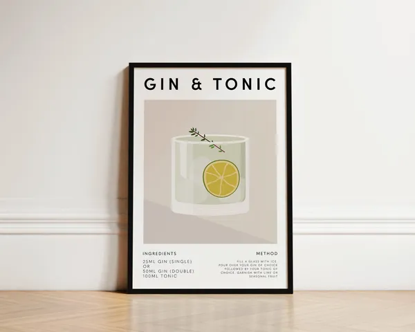Gin and Tonic Cocktail Print, Kitchen Bar Decor
