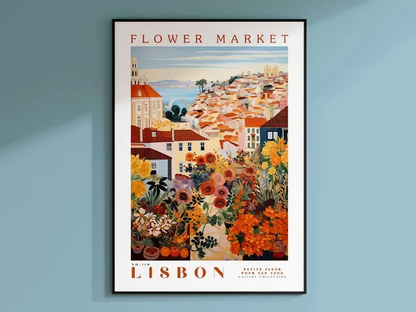 Lisbon Flower Market, Modern Botanical Art Print