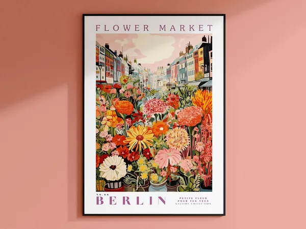 Flower Market Berlin, Germany Travel Poster