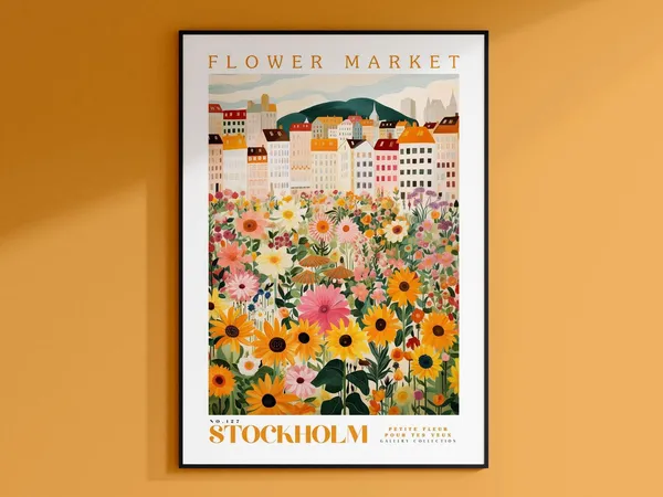Stockholm Flower Market, Sweden Floral Art Print