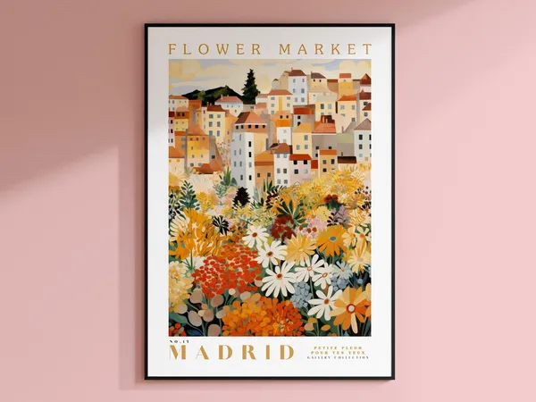 Madrid Flower Market Poster, Spain Travel Poster