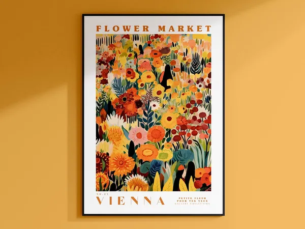 Vienna Flower Market Poster, Austria Travel Art