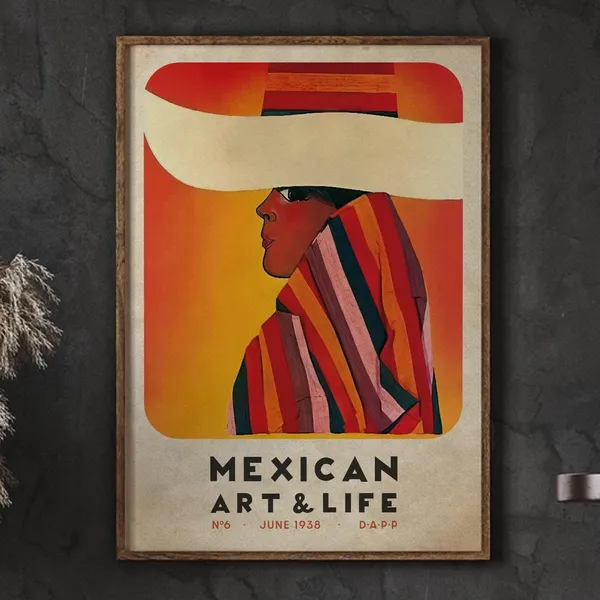 Collage Mexican Magazine Print, Mexico Travel Poster
