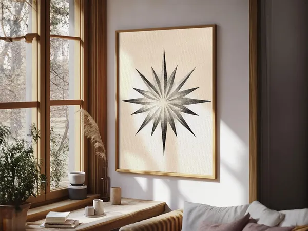 North Star Minimalist Christmas Art Poster Print