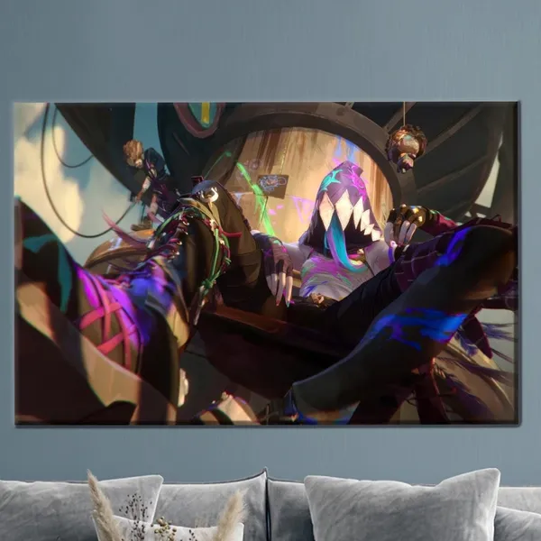 Jinx Painting Arcane Poster, Game-Inspired Wall Art