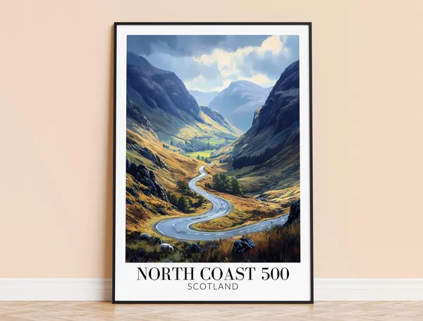 North Coast 500 Scotland Travel Poster, Home Decor