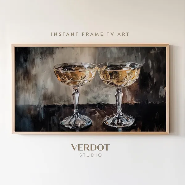 Vintage New Year’s Champagne Still Life, Holiday Decor