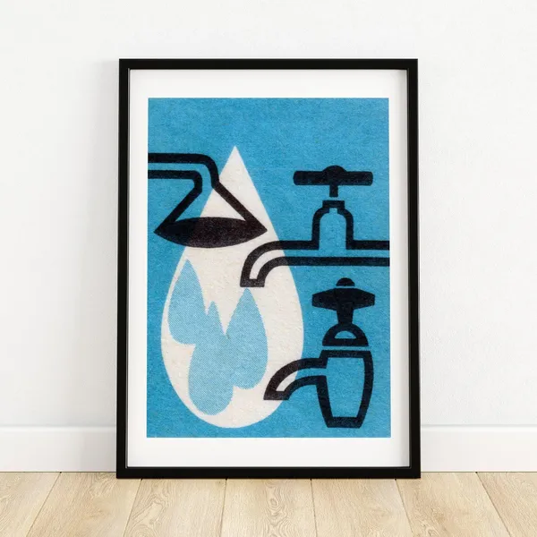 Water Taps Matchbox Vintage Bathroom Art Print
