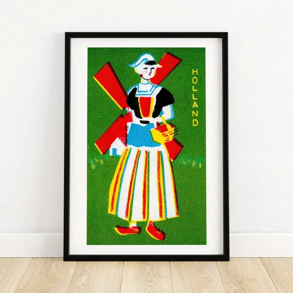 Traditional Dutch Woman Matchbox Vintage Poster Print