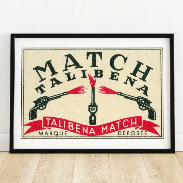 Three Pistols Matchbox Vintage Eastern Europe Poster