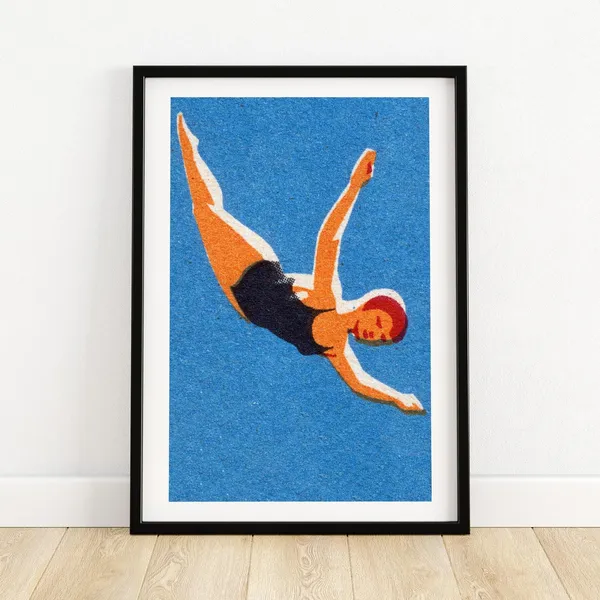 The Diving Woman Vintage Eastern Europe Art Print