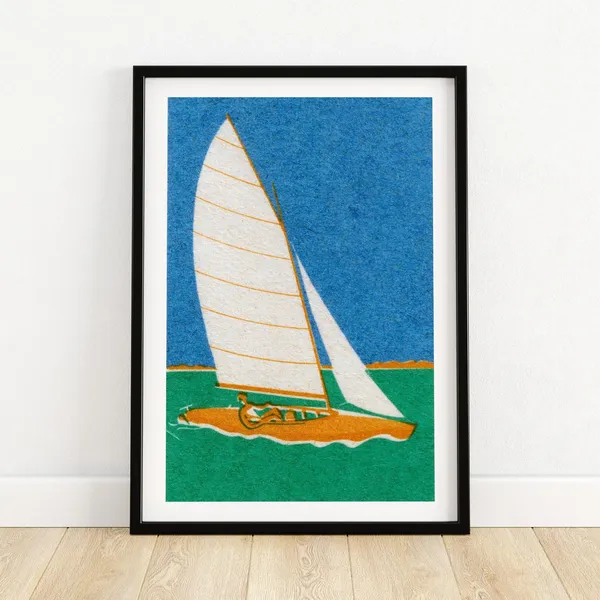 Sailboat Matchbox Vintage Eastern Europe Poster Print