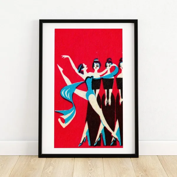 Professional Dancers Matchbox Art Print, Vintage Europe