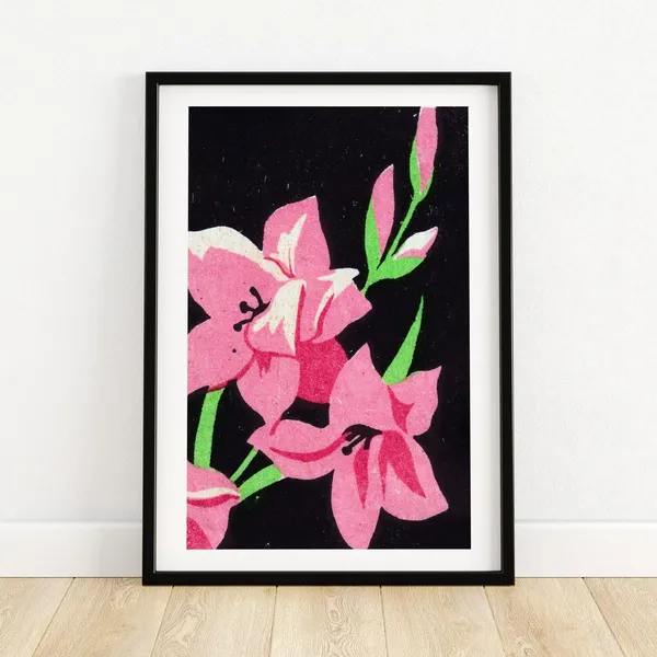 Pink Flower Matchbox Vintage Eastern Europe Art Print