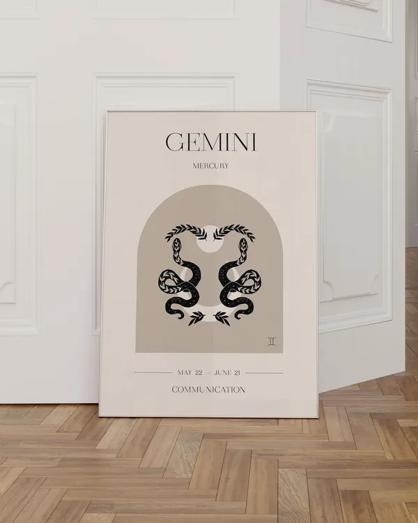 Gemini Zodiac Sign Boho Art Print