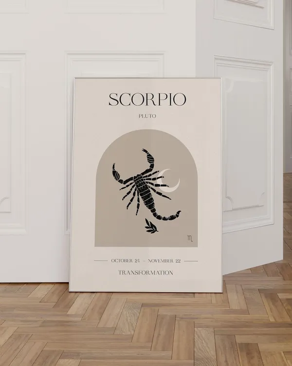 Scorpio Zodiac Sign Boho Art Print, Astrology Decor