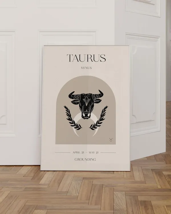 Taurus Zodiac Sign Boho Wall Art Poster