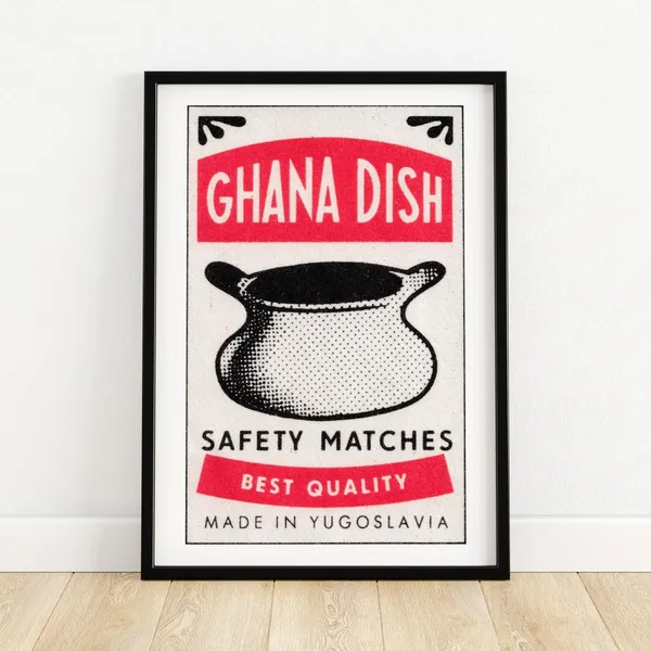 Ghana Cooking Dish Matchbox Aesthetic Travel Poster