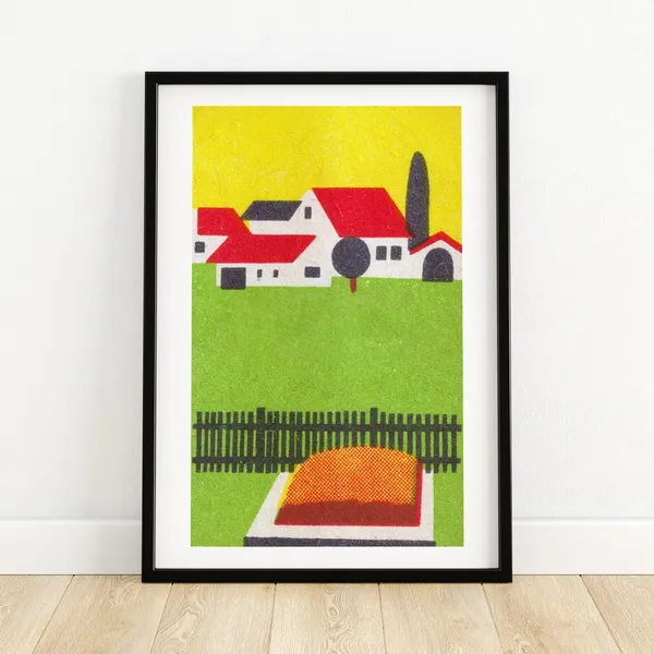 Countryside Cake Matchbox Vintage Eastern Europe Poster