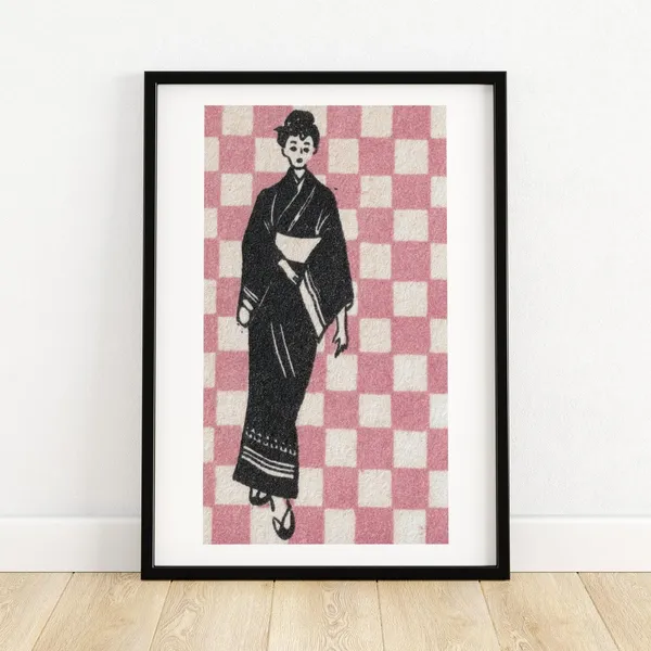 Black Geisha Matchbox Aesthetic Vintage Art Print