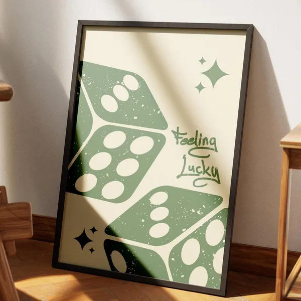 Dice Feeling Lucky Retro Trendy Bar Art Print