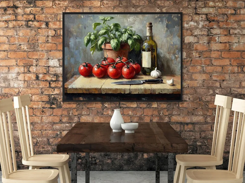 Still Life Food Rustic Kitchen Oil Painting Art Print - Image 2