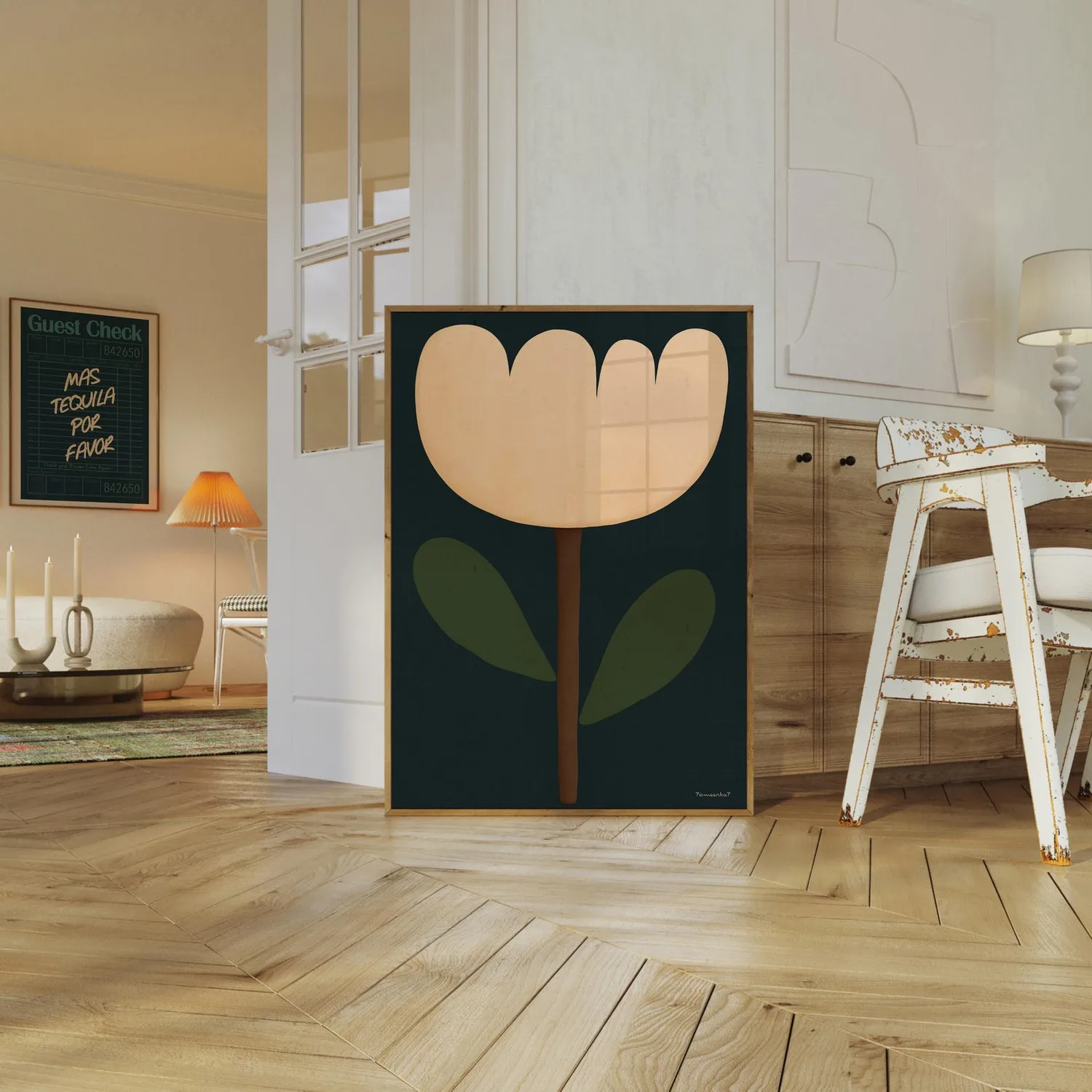 Hand Drawn Tulip Poster, Abstract Floral Art Print - Image 2