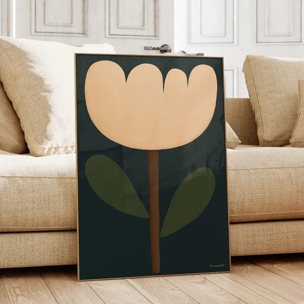 Hand Drawn Tulip Poster, Abstract Floral Art Print