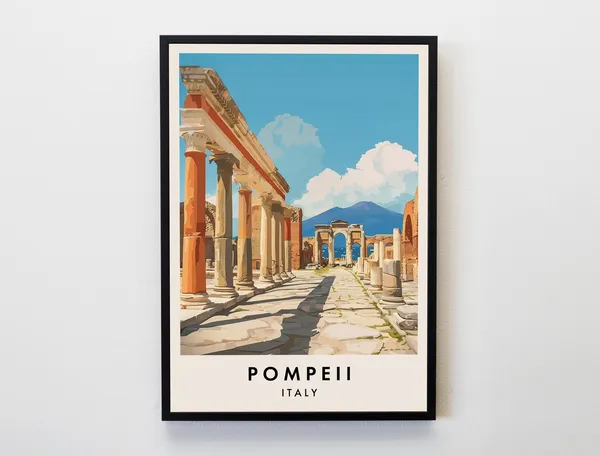 Pompeii Travel Poster, Italy City Print