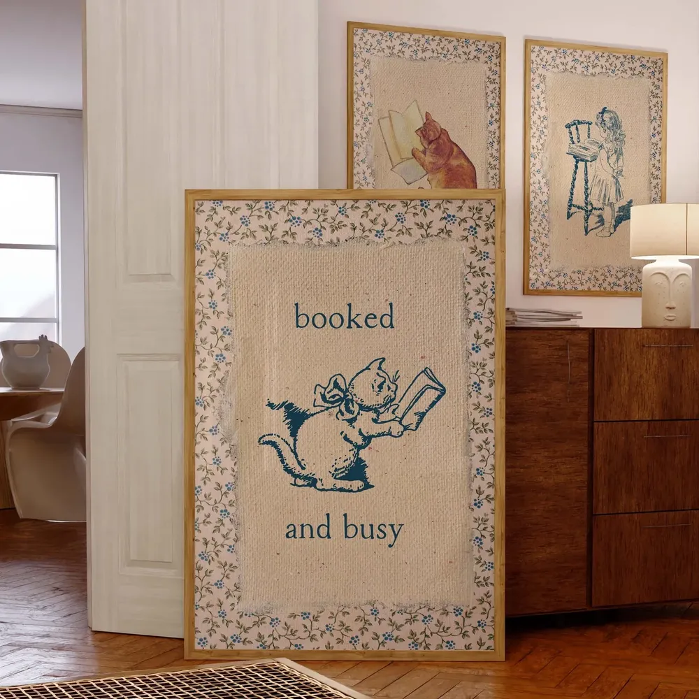 Vintage Book Art Cute Reading Poster Print - Image 5
