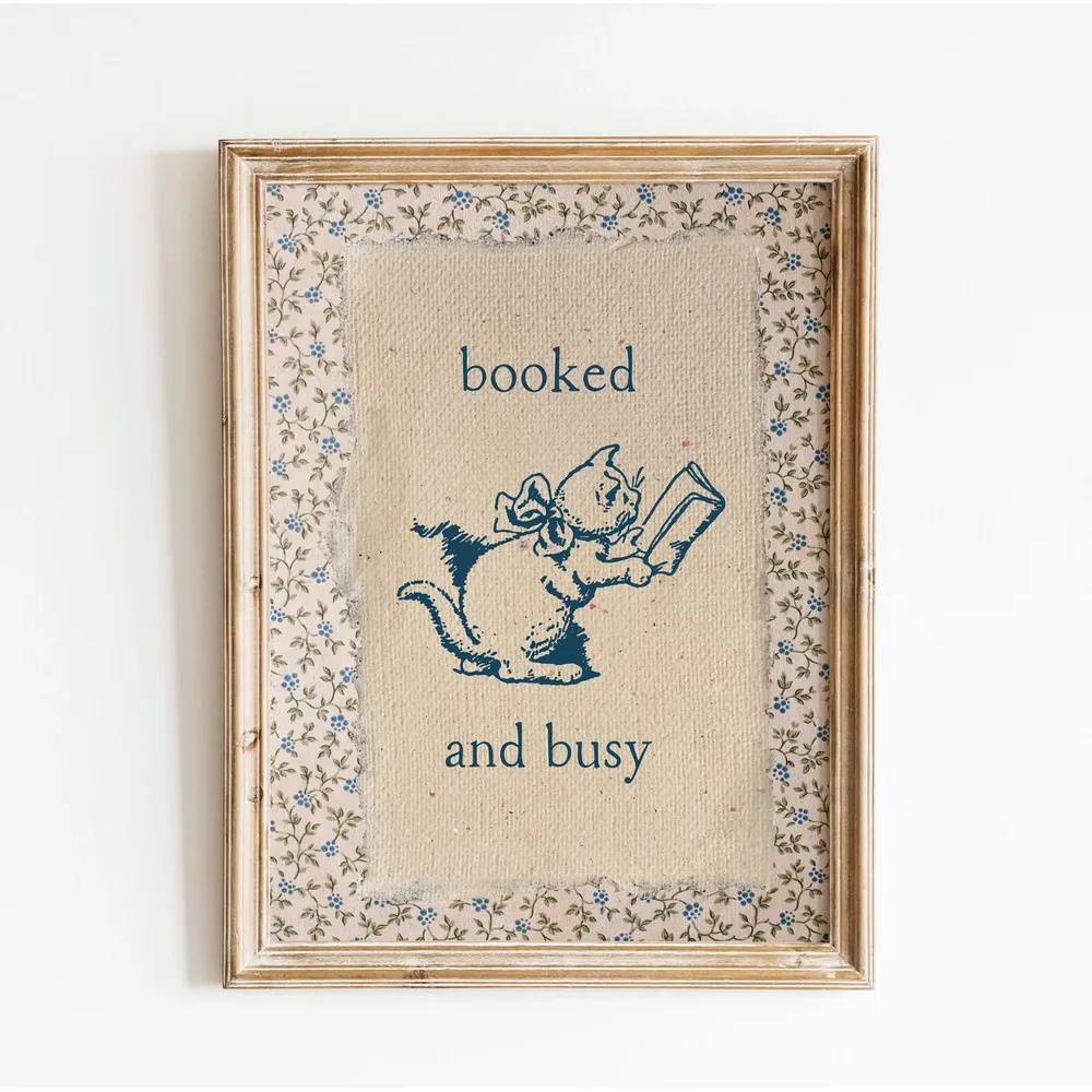 Vintage Book Art Cute Reading Poster Print - Image 3