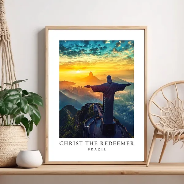 Christ The Redeemer Brazil Travel Poster Art Print