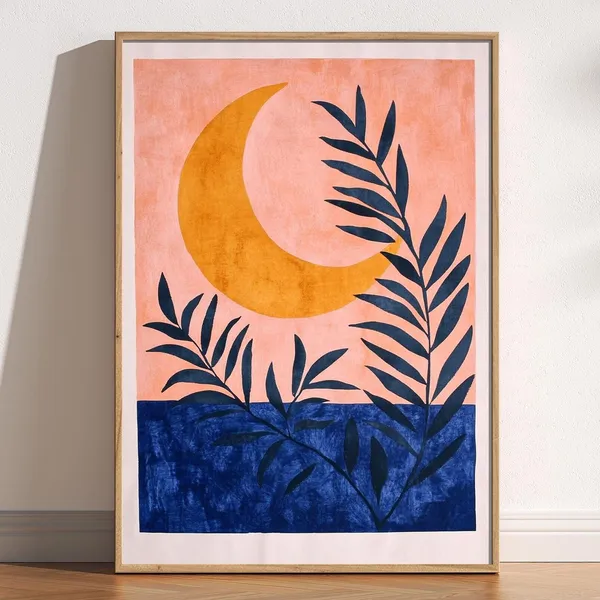 Mid-Century Moon Celestial Abstract Art Print