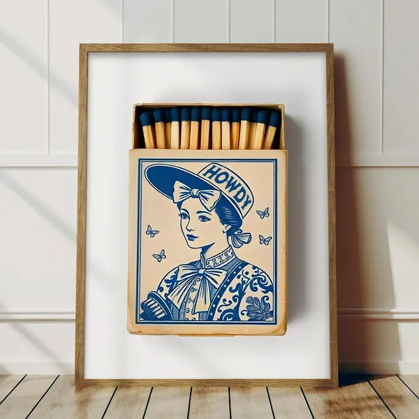 Howdy Matchbook Coastal Cowgirl Art Print