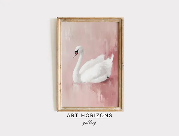 White Swan Vintage Love Art Print, Nursery Decor