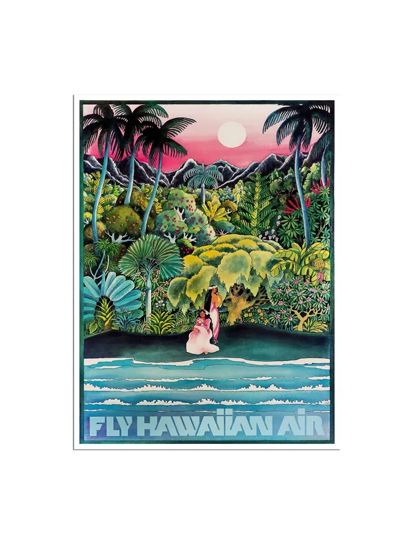 Hawaii Retro Travel Poster, Ocean & Beach Art