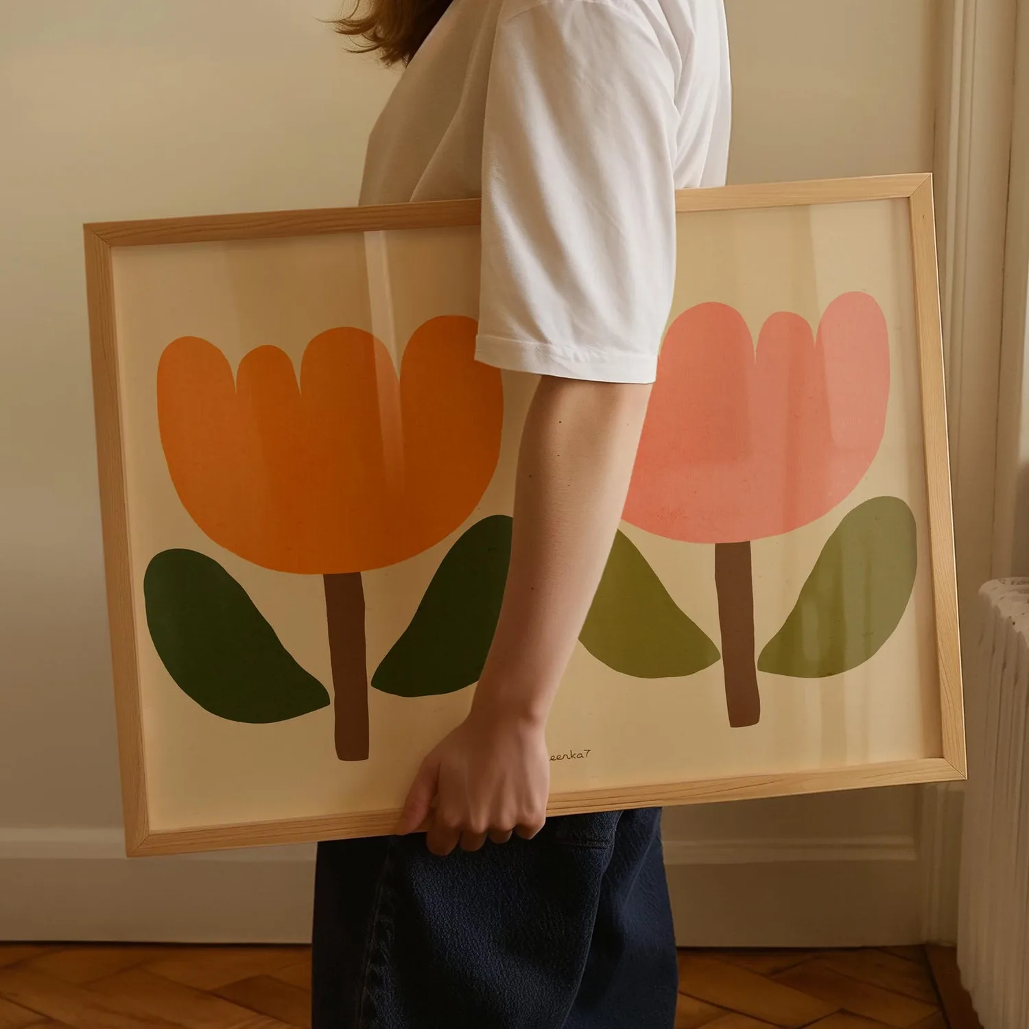 Hand Drawn Tulips Poster Print, Abstract Flower Art - Image 4