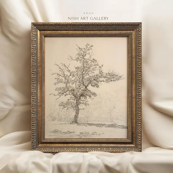Tree Sketch Vintage Style Art Print