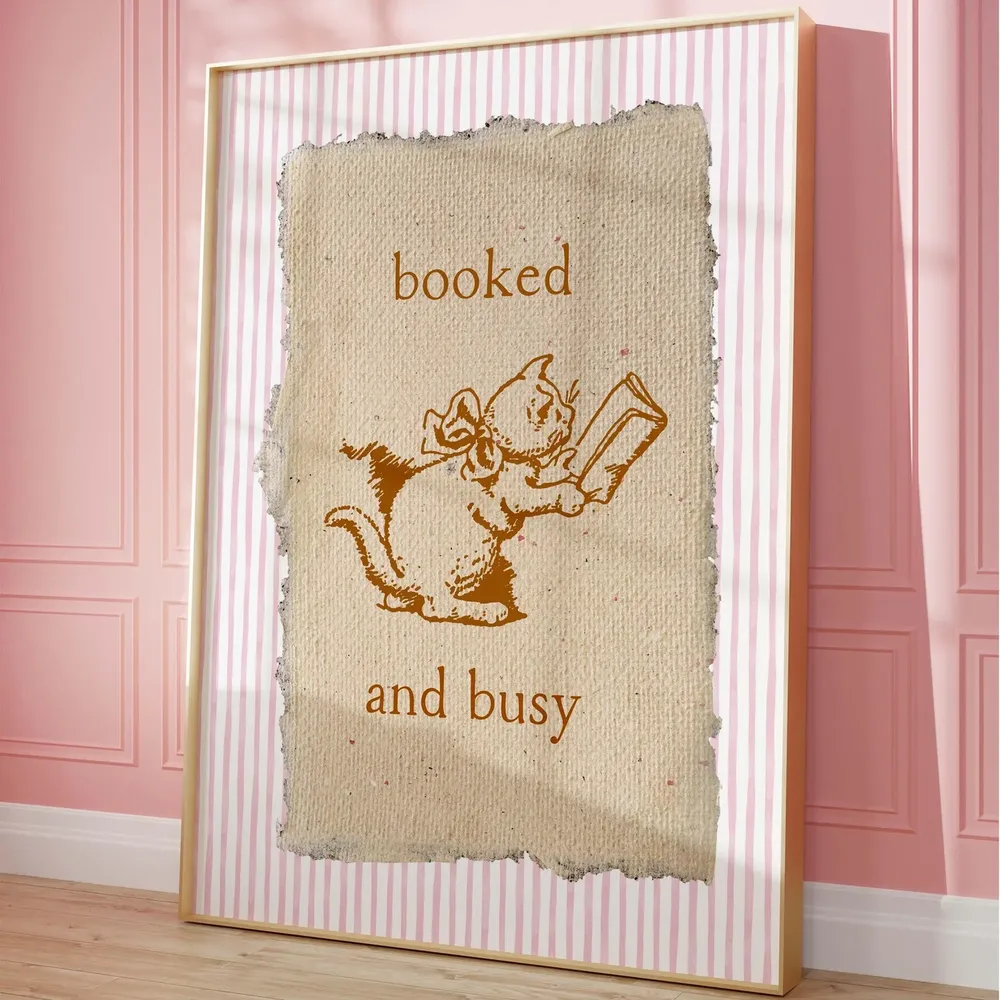 Coquette Book Art, Cute Reading Poster