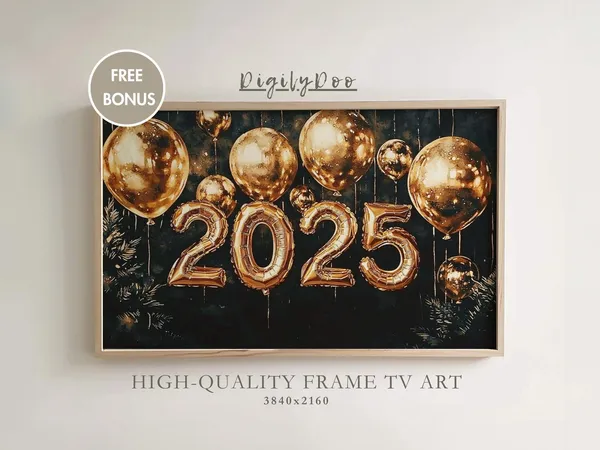 Happy New Year 2025 Vintage New Year’s Eve Art Print