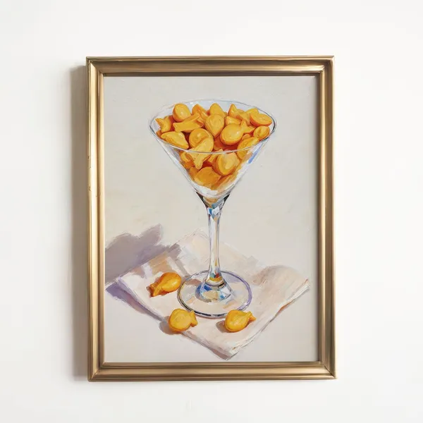 Cheddar Fish Crackers Nostalgic Still Life Art Print