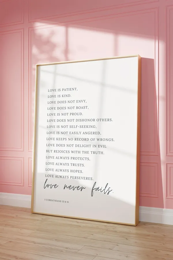 Love Is Patient Bible Verse Minimalist Art Print