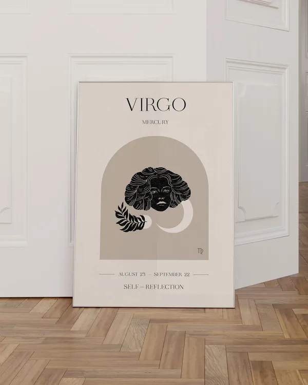 Virgo Zodiac Sign Boho Art Print, Astrology Decor
