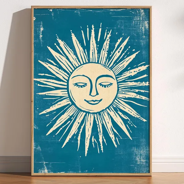 Mid-Century Sunshine Celestial Abstract Art Print