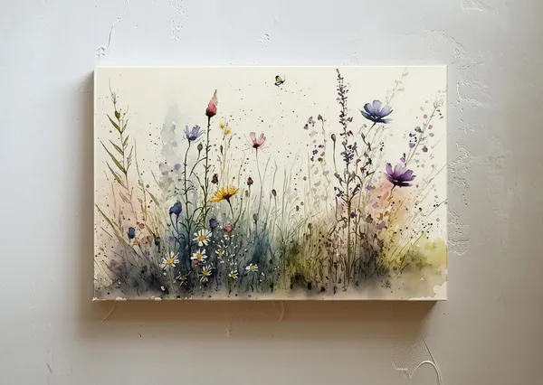 Watercolor Wildflower Field Art Print, Floral Decor